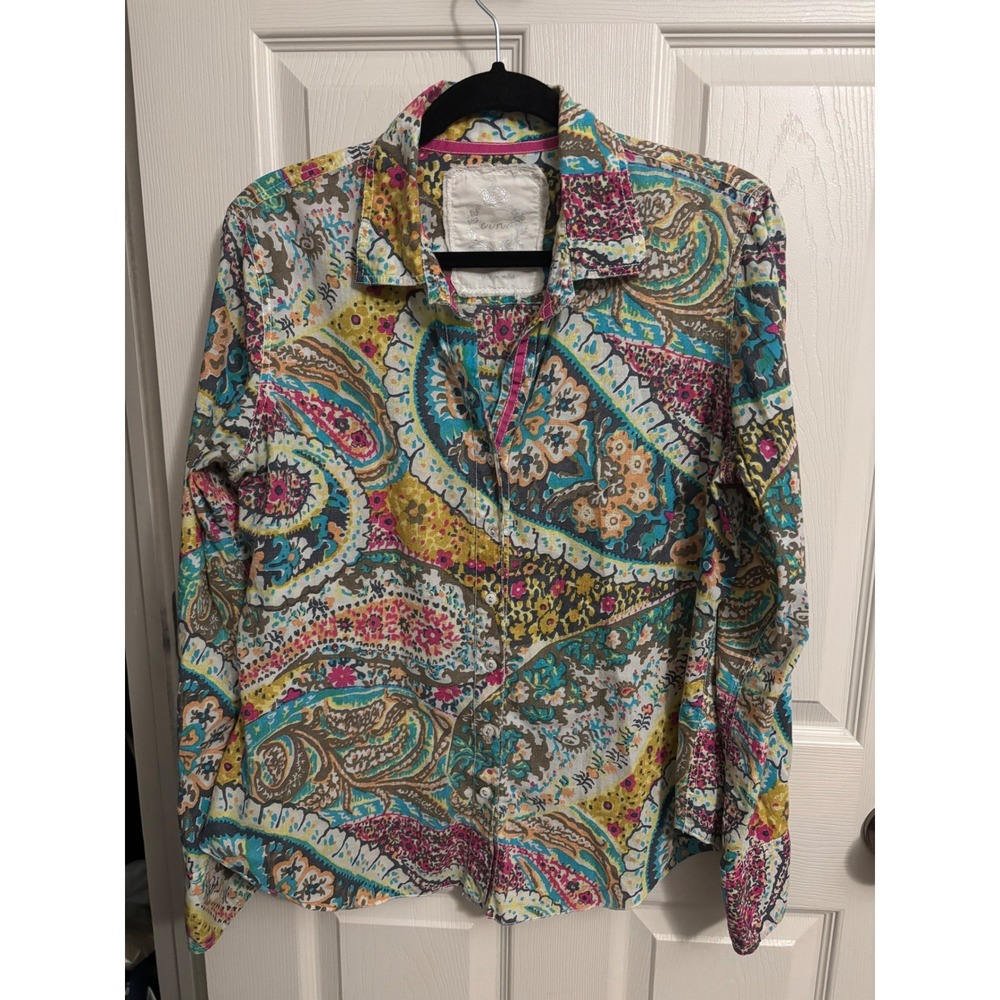 Cino | Paisley Multicolor Cotton Button Down Shirt Sz L